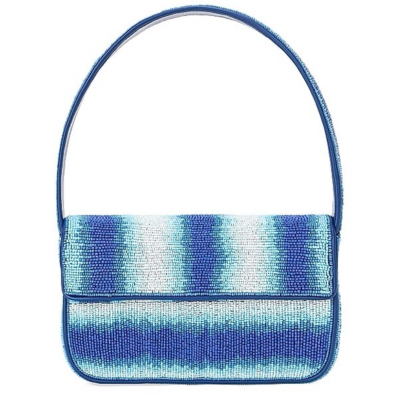 STAUD Handbags - STAUD Tommy Ombré Striped Beaded Shoulder Bag in Ride the Wave - Price Firm